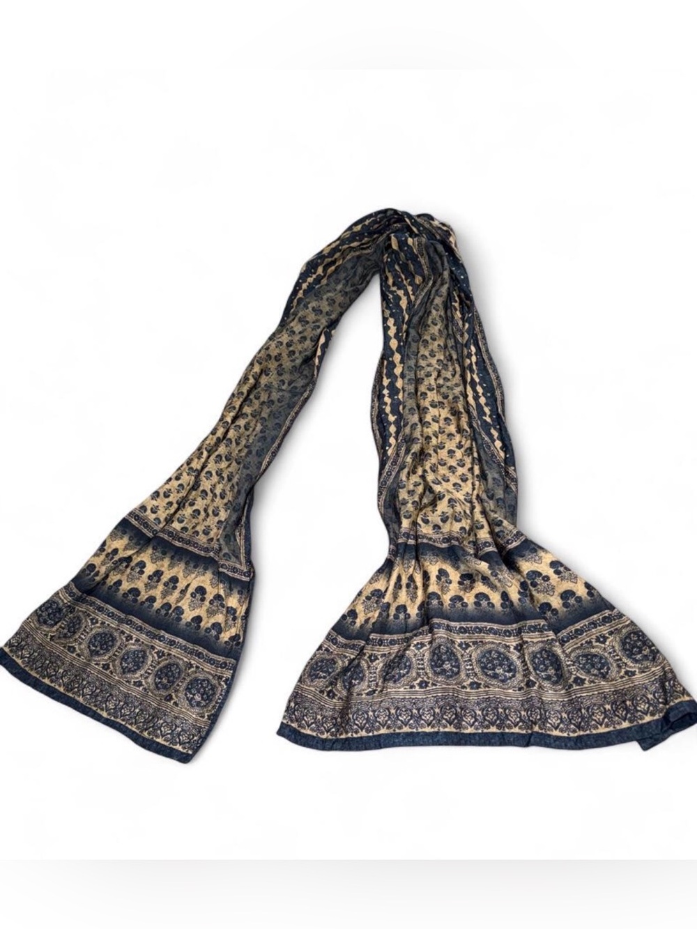 Lightweight Navy and Beige Patterned Women's Scarf
